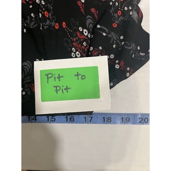 Doe & Rae Women’s Black w/Red Flowers Lace Dress Sz S Knee Length Gothic Witchy - Picture 12 of 15